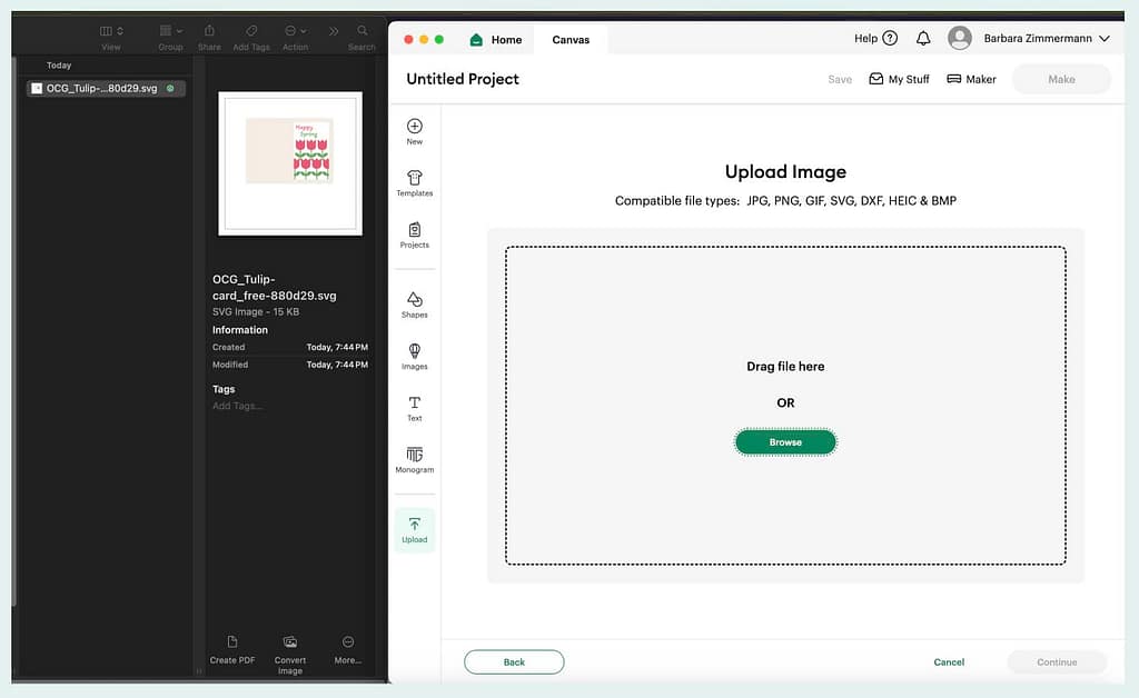 Cricut SVG tutorials uploading svgs cricut svg tulip card